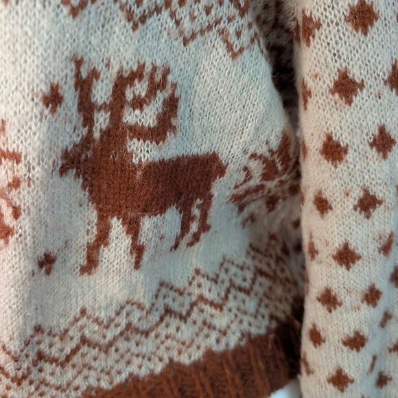 Free People Brown and Cream Nordic Crew Neck Sweater - Picture 2 of 6